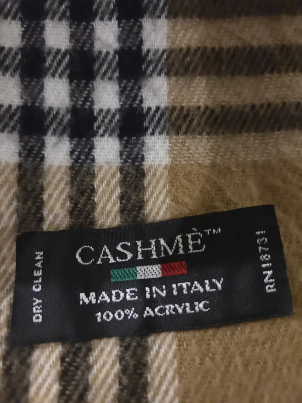 Classic Tan Plaid Fringe Throw Scarf